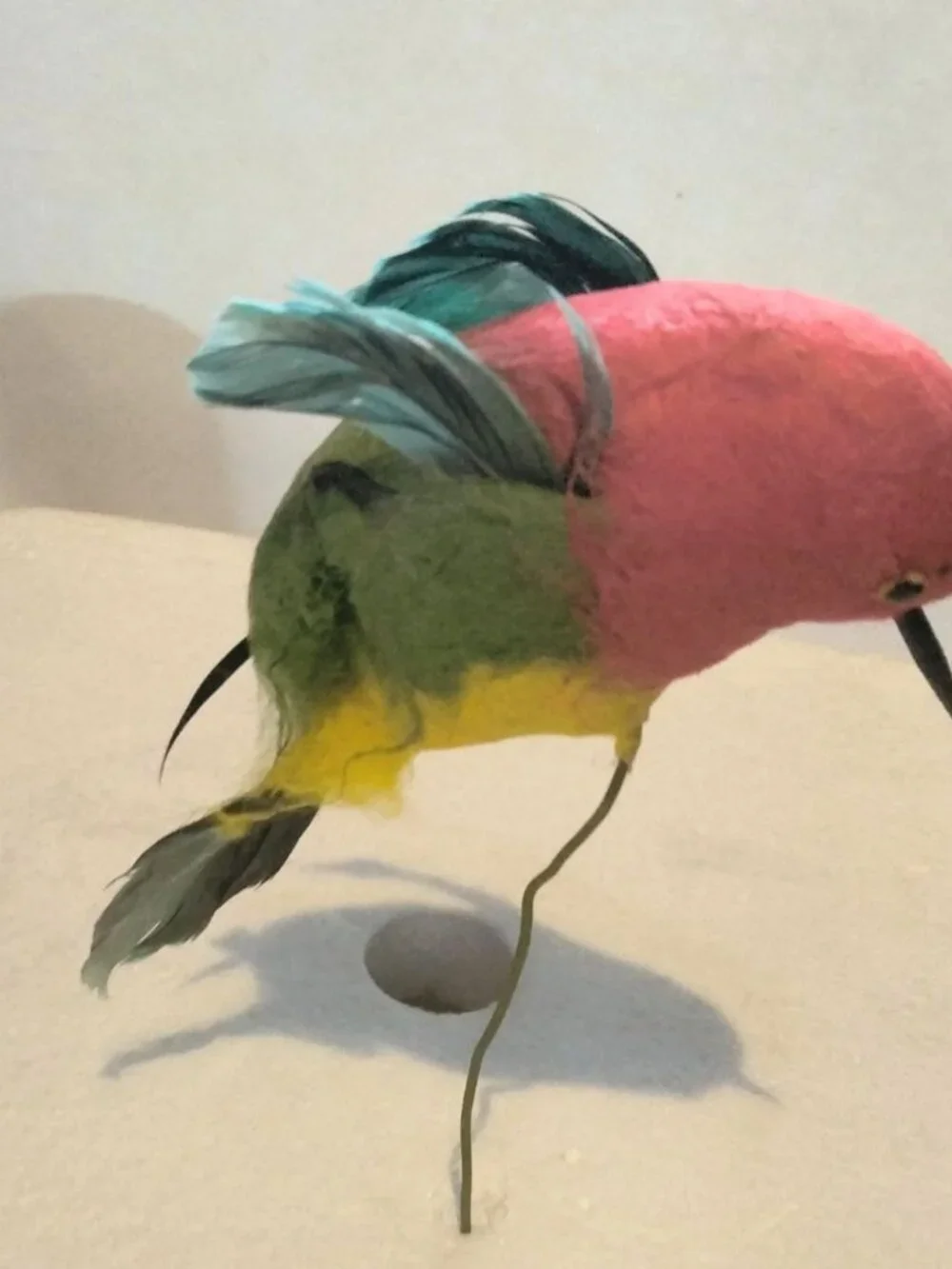 Colorful Decorative Feathered Bird Hummingbird Figurine Wire Floral Crafts Lot 2